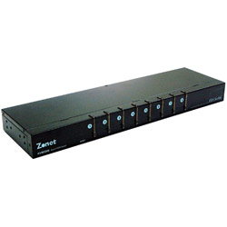 ZONET Zonet KVM Switch - 8 x 1 - 8 x mini-DIN (PS/2) Keyboard, 8 x mini-DIN (PS/2) Mouse, 8 x HD-15 Video - 1U - Rack-mountable