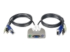 IOGEAR 2 Port USB and PS/2 KVM Switch w/ Audio and Built-in Cables