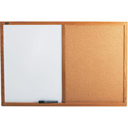 2' x 3' Combination Melamine and Cork Board w/Oak Frame