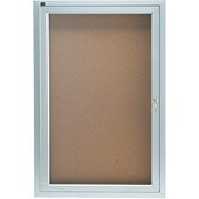 3' x 2' Enclosed Cork Bulletin Board w/Satin-Finish Aluminum Frame and 1 Hinged Door