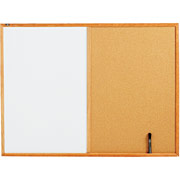 3' x 4' Combination Melamine and Cork Board w/Oak Frame