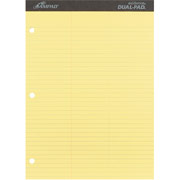 3-HOLE Dual Pad, 8-1/2" x 11-3/4", Canary, Writing Pad, Wide Ruled