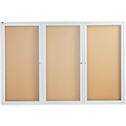 4' x 6' Enclosed Cork Bulletin Board w/Satin-Finish Aluminum Frame and 3 Hinged Doors