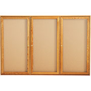 4' x 6' Enclosed Cork Message Board w/Oak Frame and 3 Hinged Doors
