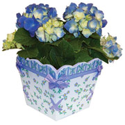 4" Lavender Lace Ribbon Box with Hydrangeas