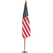 Advantus Indoor U.S. Flag and Staff Set, 3' x 5' Flag w/8' Oak Staff