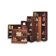 Alera Radius Edge Wood Veneer Bookcase, 60" High, Mahogany