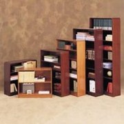 Alera Radius Edge Wood Veneer Bookcase, 84" High, Mahogany