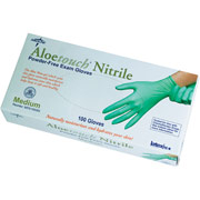 Aloetouch Nitrile Polymer Exam Gloves, Green, Medium