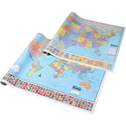American Map U.S. and World Political Rolled Paper Map