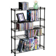 Atlantic 5 Tier Adjustable Multimedia Storage, Black Steel