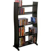 Atlantic Side Wave Multimedia Storage Rack, Black