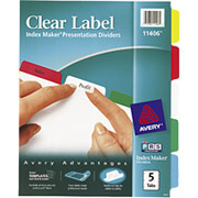 Avery 11406 Index Maker Clear Label Dividers, 5-Tab, Multicolor, One Set