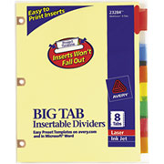 Avery 23284 8-Tab Set, Multicolored Copper Reinforced Tab Dividers for Laser & Inkjet Printers