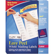 Avery 5160 White Laser Address Labels with  Easy Peel , 1" x 2 5/8"