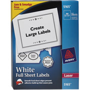 Avery 5165 White Laser Full Sheet Labels, 8 1/2" x 11"