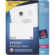 Avery 5168 White Laser Shipping Labels, 3 1/2" x 5"