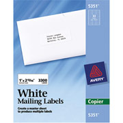Avery 5351 White Copier Labels, 1" x 2 3/4"