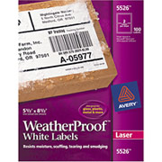 Avery 5526 White WeatherProof Shipping Labels, 5 1/2" X 8 1/2"