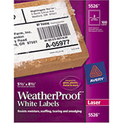 Avery 5526 White WeatherProof Shipping Labels, 5 1/2" X 8 1/2"