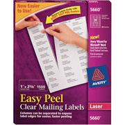 Avery 5660 Clear Laser Address Labels with  Easy Peel , 1" X 2 5/8"