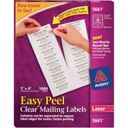 Avery 5661 Clear Laser Address Labels with  Easy Peel , 1" X 4 1/8"