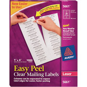 Avery 5661 Clear Laser Address Labels with Easy Peel , 1" X 4 1/8"