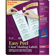 Avery 5663 Clear Laser Shipping Labels with Easy Peel , 2" X 4 1/8"