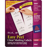 Avery 5664 Clear Laser Shipping Labels with  Easy Peel , 3 1/3" X 4 1/8"