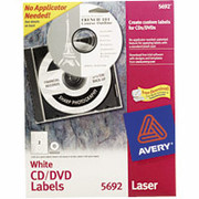 Avery 5692 Permanent Laser CD/DVD Labels, 40 Disk/80 Spine Labels, White