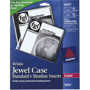 Avery 5693 Laser Jewel Case Inserts, 20 Front and Back Inserts, White