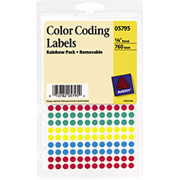 Avery 5795 Color Coding Labels, Round, 1/4" Diameter, Asst. Colors, 760/Pack