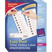 Avery 5961 White Laser Address Labels with Easy Peel , 1" x 4"