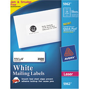 Avery 5962 White Laser Address Labels, 1 1/3" x 4"