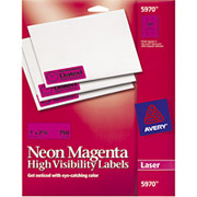 Avery 5970 Neon Laser Address Labels, 1" X 2 5/8", Neon Magenta