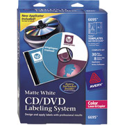 Avery 6695 Color Laser CD/DVD Design Kit Labeling System, Non-Glossy (Matte) Labels/Inserts