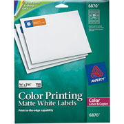 Avery 6870 Color Printing Matte White Return Address Labels, 3/4" X 2 1/4"
