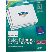 Avery 6871 Color Printing Matte White Address Labels, 1 1/4" X 2 3/8"