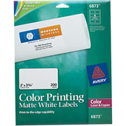 Avery 6873 Color Printing Matte White  Shipping Labels, 2" x 3 3/4"