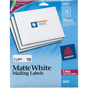 Avery 6970 Color Printing Matte White Address Labels, 1" x 2 5/8"