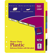 Avery 8-Tab Set, Plastic Dividers with Tab Labels