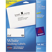 Avery 8163 White Inkjet Shipping Labels, 2" x 4"