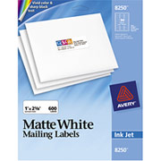 Avery 8250 Color Printing Matte White Inkjet Address Labels, 1" x 2 5/8"