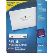 Avery 8461 White Inkjet Address  Labels with  Easy Peel , 1" x 4"