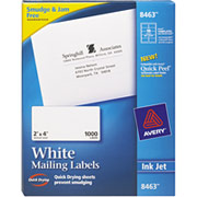 Avery 8463 White Inkjet Shipping Labels, 2" x 4"