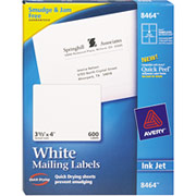 Avery 8464 White Inkjet Shipping Labels, 3 1/3" x 4"