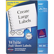 Avery 8465 White Inkjet Full Sheet  Labels, 8 1/2" x 11"