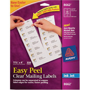Avery 8662 Clear Inkjet Address Labels with Easy Peel , 1 1/3" X 4"