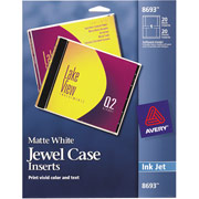 Avery 8693 Inkjet Jewel Case Inserts, 20 Front and Back Inserts, White