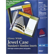 Avery 8943 Inkjet Jewel Case Inserts, 15 Front and Back Inserts, White/Glossy